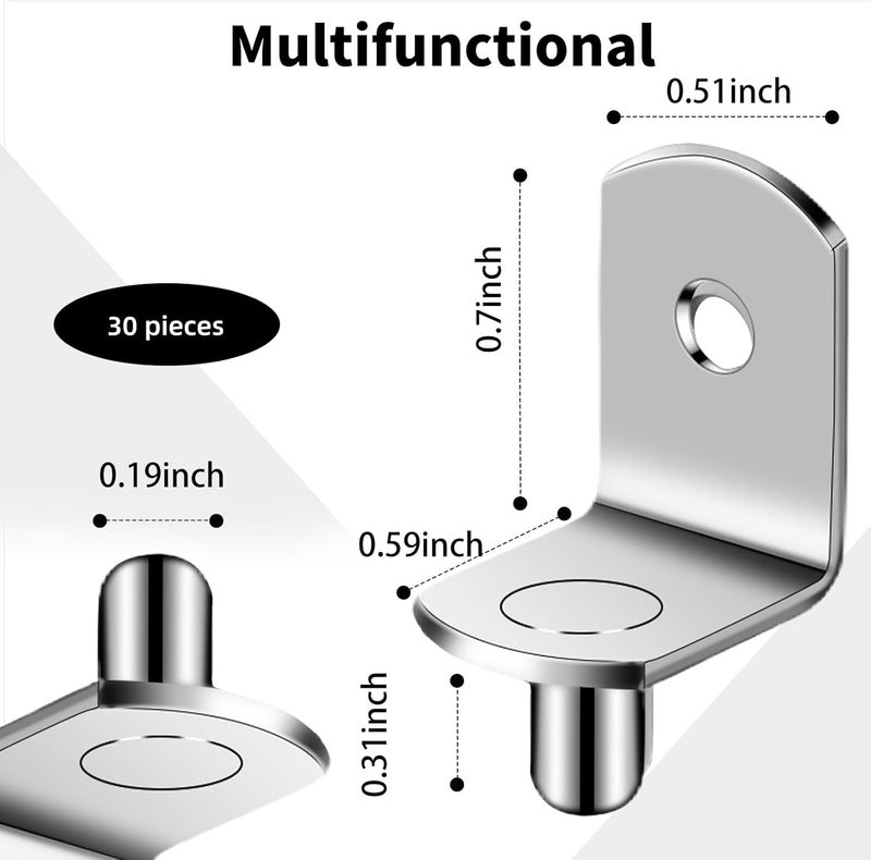 xflyxin 5mm Shelf Support Peg，L-Shaped Nickel-Plated Shelf pin Rack，Perforated Shelf Bracket Nails，Support Cabinet Shelf pinUsed for cabinets, Shelves and wardrobes - Image 2